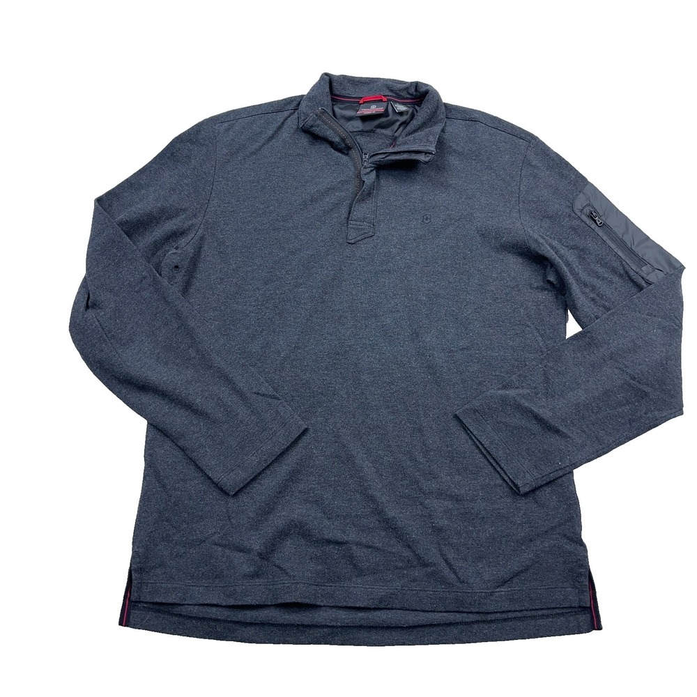 Victorinox Sweater Men Large Gray Pullover Quarter 1/4 Zip Lightweight Adult